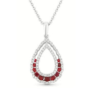 14K White Gold Ruby and Diamond Necklace